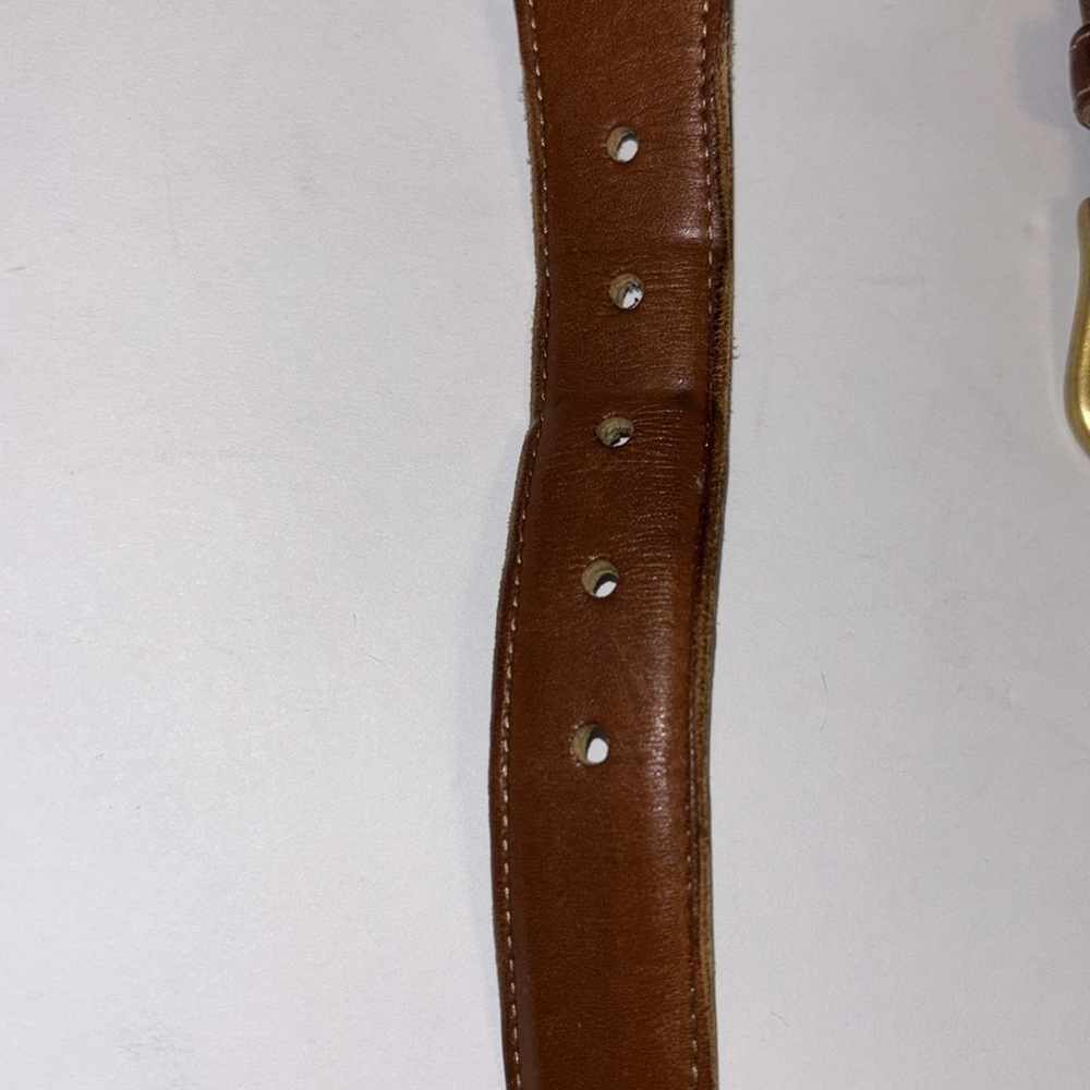 COACH BELT VINTAGE 3380 NATURAL BEIGE WOVEN UNISEX BELT BROWN LEATHER 40” LENGTH - Picture 4 of 6